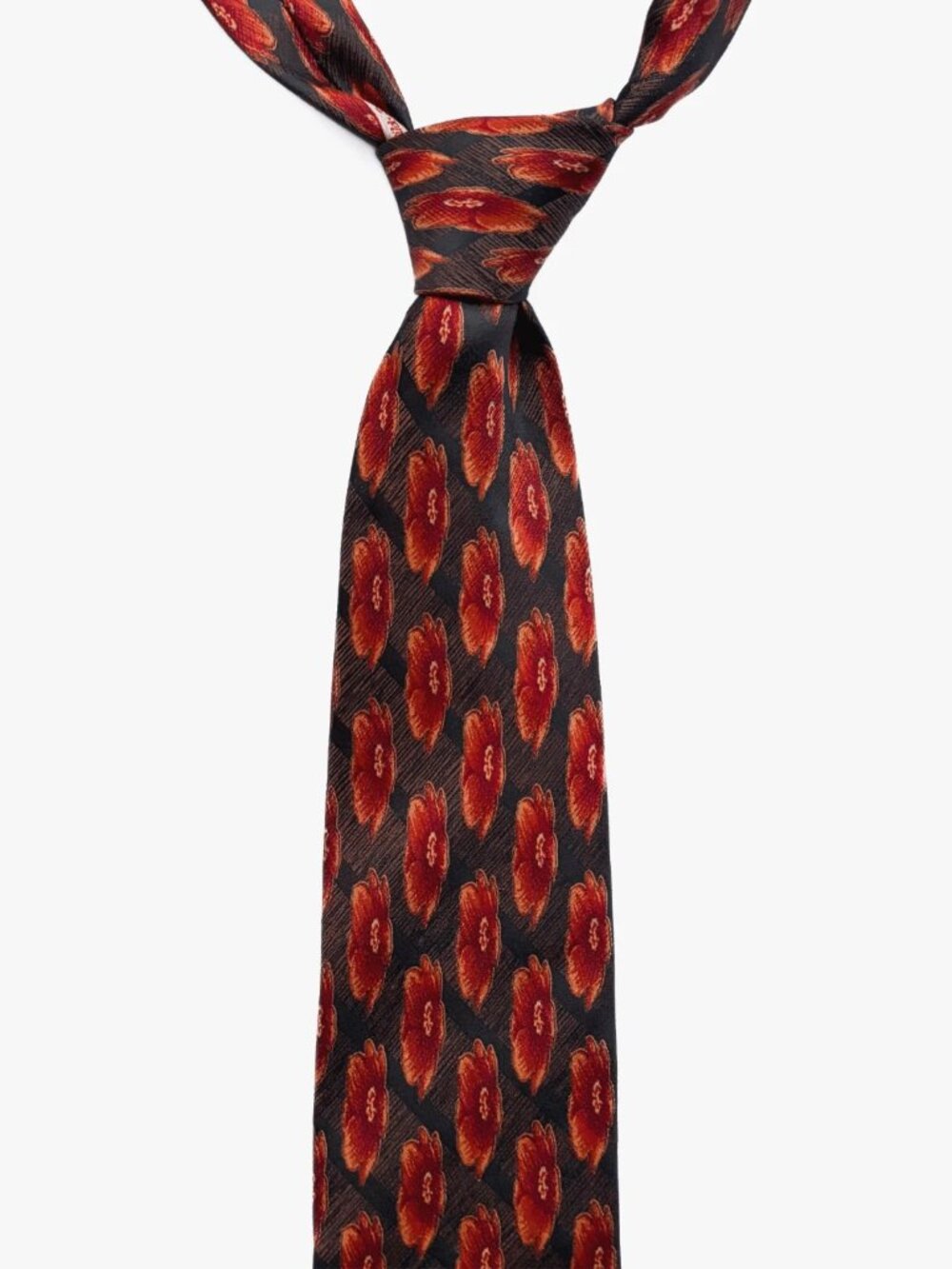 ERMENEGILDO ZEGNA Mens 100% Silk Necktie ITALY Luxury Geometric Brown/RED NWOT